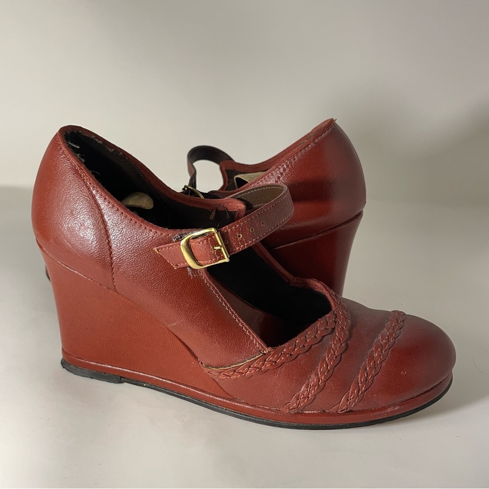 Vintage maroon Mary Jane wedges by Kinney Shoes